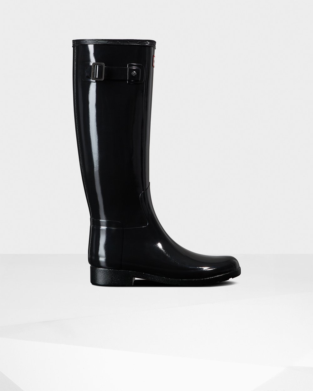 Galochas Altas Hunter Feminina Pretas - Refined Slim Fit Gloss - 31URBFLSZ